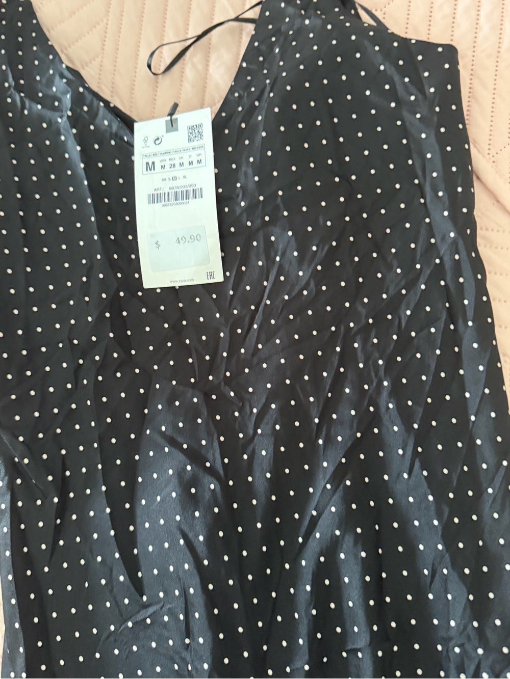 Zara Black Polka Dot Slip Midi Skirt - Picture 4 of 4
